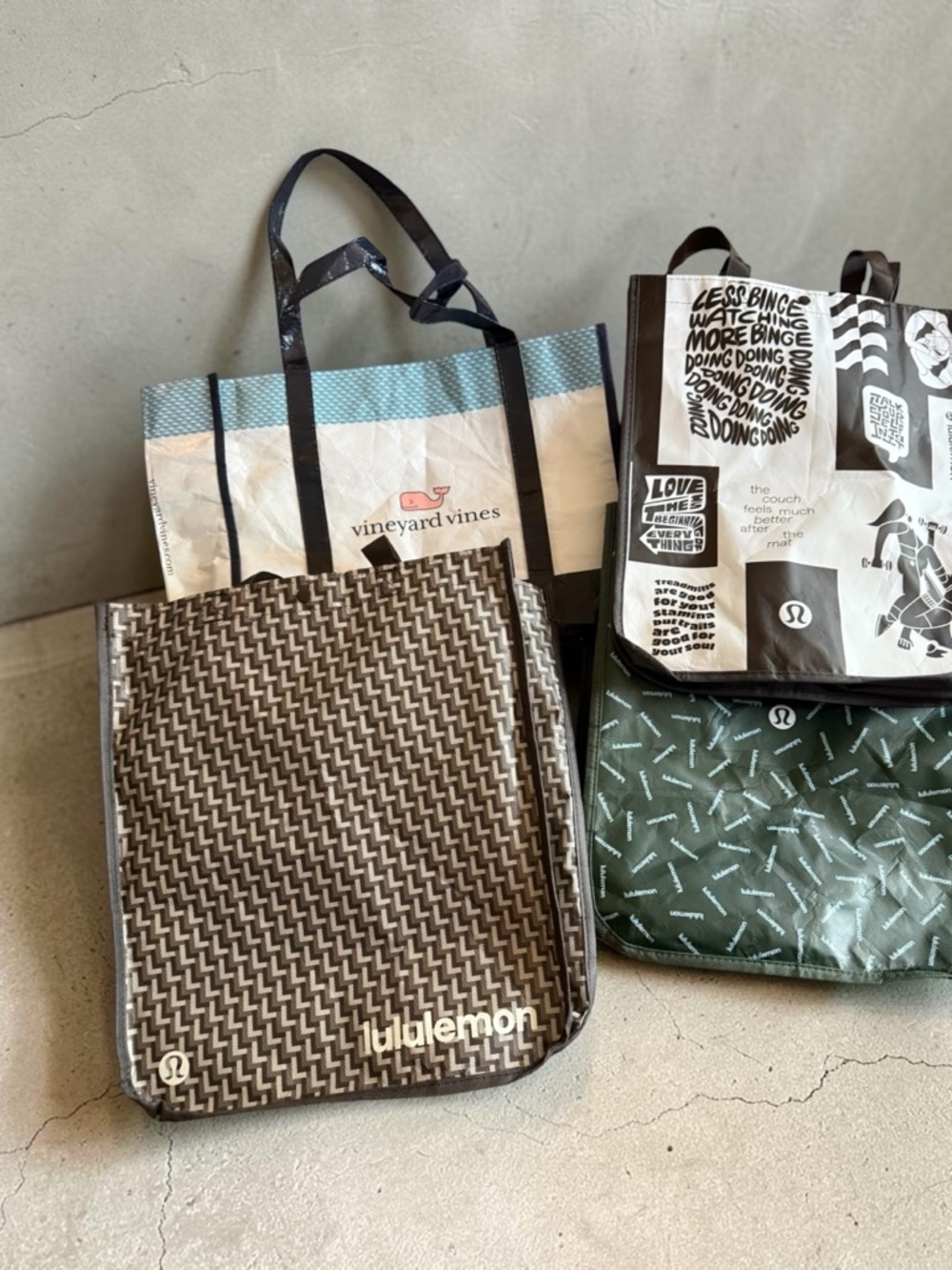 Lululemon & Vineyard Vines Reusable Tote Bag Bundle – Set of 4 Large Bags